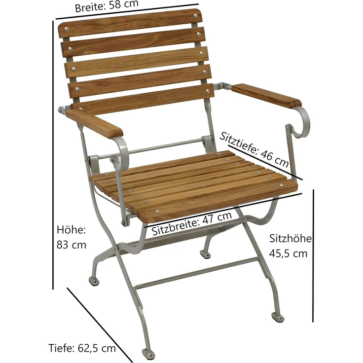 DEGAMO PASSAU II Garnitur 3-teilig, Metall + Robinie, verzinkt/natur, Tisch 77cm rund – Bild 7