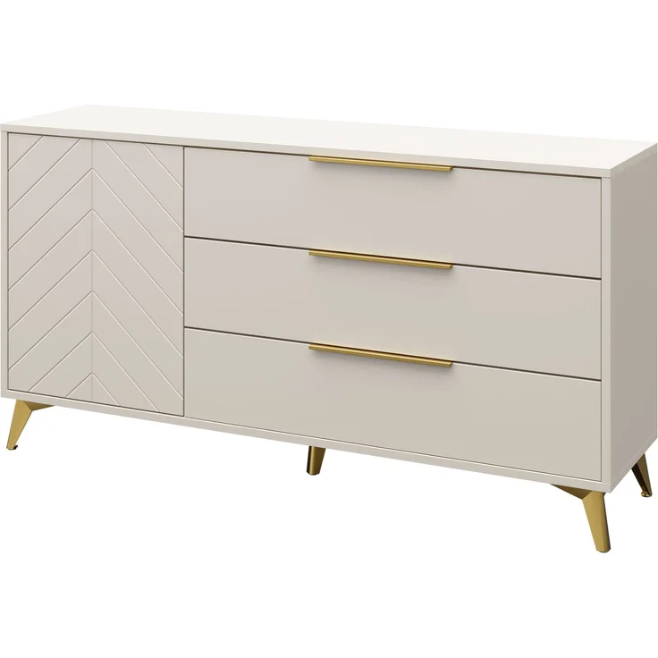 Mirjan24 'Xylix' Kommode mit Drehtür und 3 Schubladen, Holz sandbeige, 154 x 80 x 40 cm – Bild 5