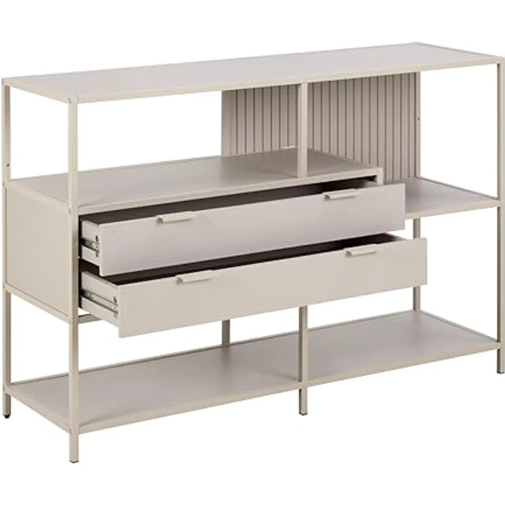 XXXL Xxxl Regal, Hellgrau, Standregal aus Holzwerkstoff mit 3 Fächern und 2 Schubladen, 77x114x35 cm – Bild 5