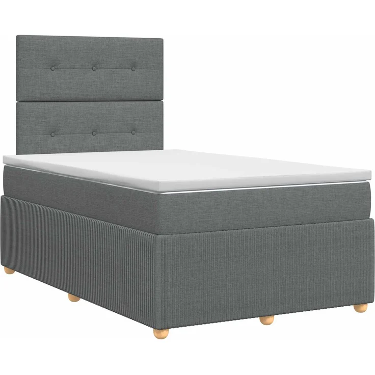 vidaXL Boxspringbett mit Matratze Dunkelgrau 120 x 200 cm Stoff 3454369 – Bild 2