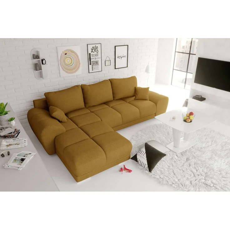 99rooms Antalya Ecksofa Cordstoff POSO Gold Links mit Schlaffunktion – Bild 2