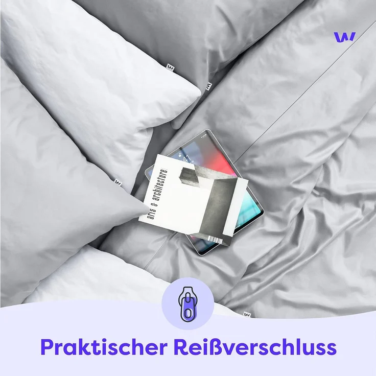 Wolkenfeld Kissenbezug Mako-Satin Baumwolle Kopfkissenbezug - Premium Kissenbezug, (1 Stück), Größe 80x80, 40x80 und 70x90 cm, versteckter Reißverschluss – Bild 8