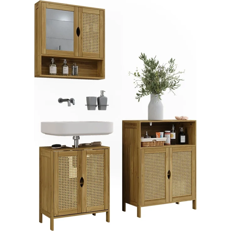 Badmöbel-Set Liora Bambus 3-teilig Vicco – Bild 5