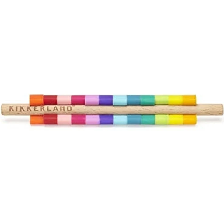 Kikkerland Küchenorganizer-Set Farben Glasmarkierer mit Holzstab im 12er Set – Bild 4