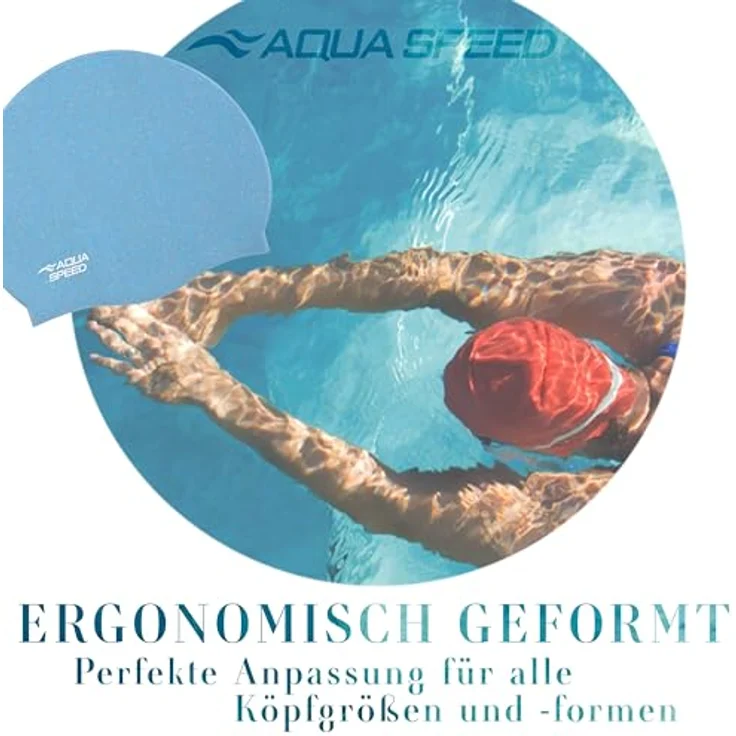 Aqua Speed Badekappe Recycelte Schwimmkappe mit 50% Silikon – Umweltfreundlich & weich (Umweltbewusste Schwimmkappe mit optimalem Sitz & Komfort), Badehaube mit ergonomischer Passform – Bequem & chlorresistent – Bild 6