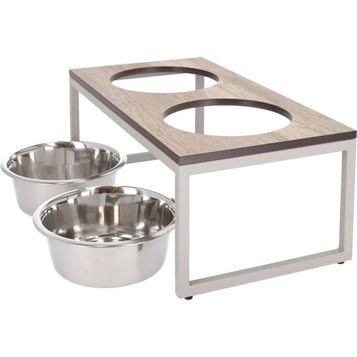 Hundenapf Futternapf DIMO Metall Taupe HPL-Platte Holzdekor von Jan Kurtz – Bild 3