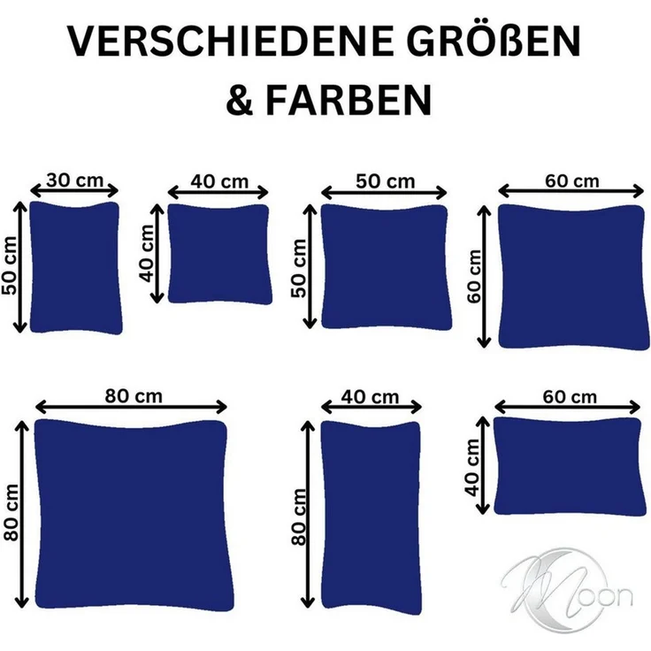 MOON Kissenbezug / Seitenschläferkissenbezug, 2er Pack, 100% Baumwolle, Linon, Royalblau, 40x40 – Bild 2