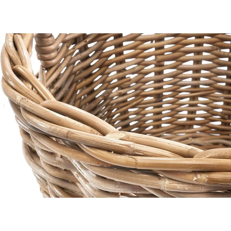 Kobolo Aufbewahrungskorb Rattankorb rund Kubu grau mit Lochgriff groß – Bild 5