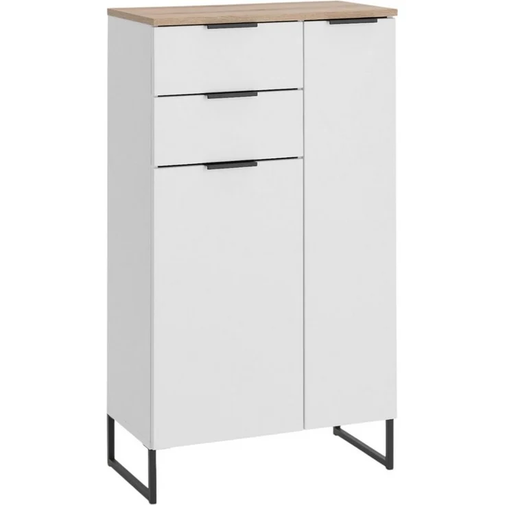 moebel-dich-auf Kommode ASPEN (Highboard, Badschrank mit 2 Schubkästen, in Schwarz matt, Weiß matt), Breite 60 cm – Bild 5