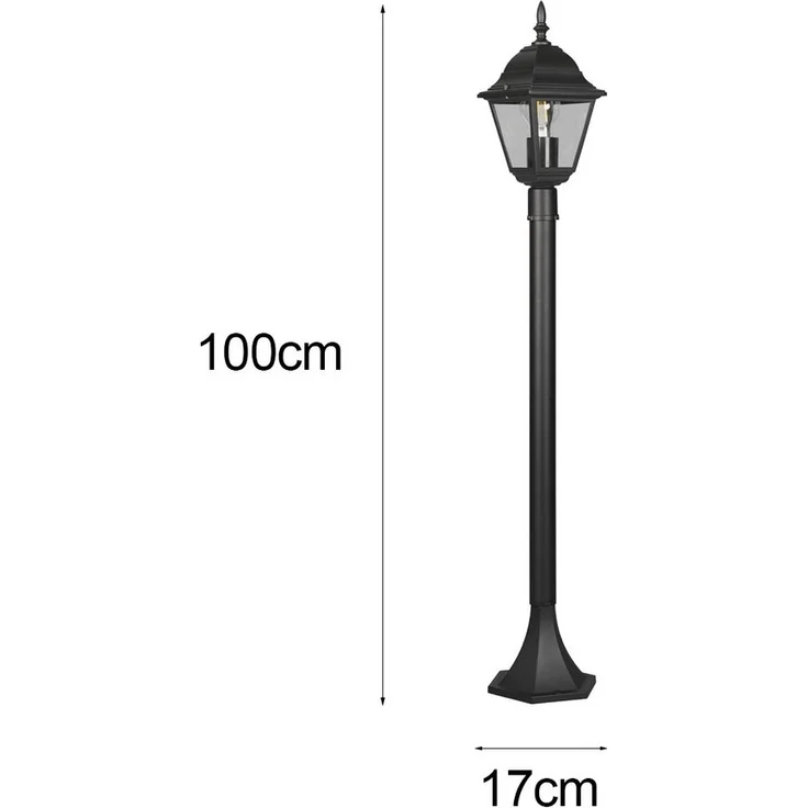 LED Wegeleuchte nostalgische Laterne, Aluminium Schwarz Höhe 100cm – Bild 2