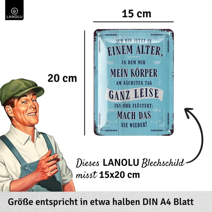 LANOLU Blechschild Ich bin jetzt in einem Alter - 15x20cm – Metall – Blau – 15198 – Bild 4