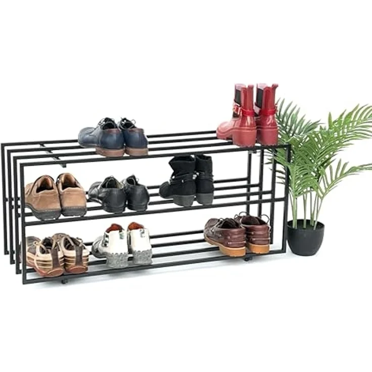 DanDiBo Schuhregal Metall Schwarz 3 Ebenen 96552 Schuhablage Schuhständer Modern Stabil Massiv Schuhschrank Ablage – Bild 6