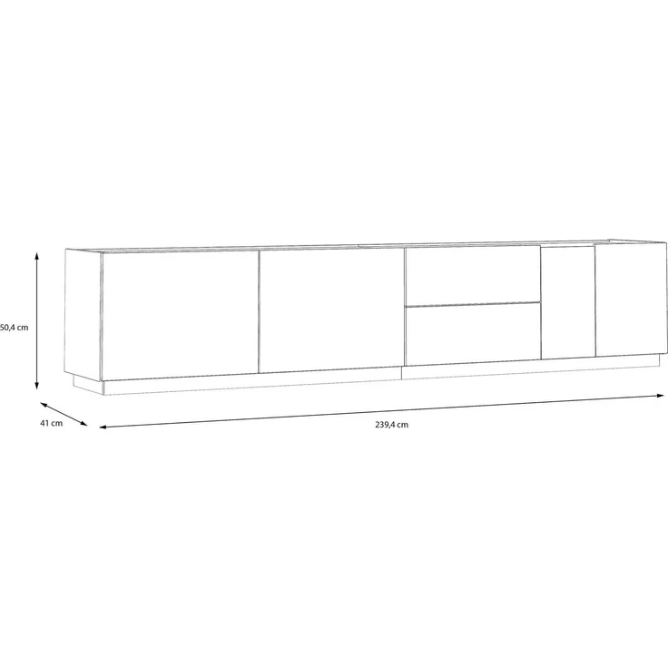 Lowboard Lüttich / Lewisville, Holzwerkstoff, Grau, Holzfarben, 239 x 50 x 41 cm – Bild 7