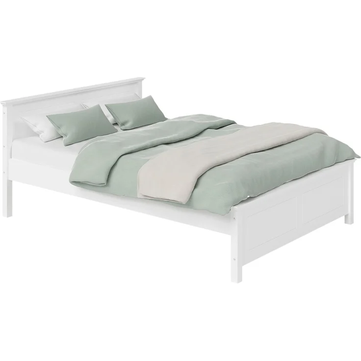 Bellamio 'Medje' Bett 140x200 cm in Kassettenoptik, Kiefer, weiß lackiert, Holzbett im Landhausstil mit Lattenrost, geeignet als Doppelbett – Bild 10