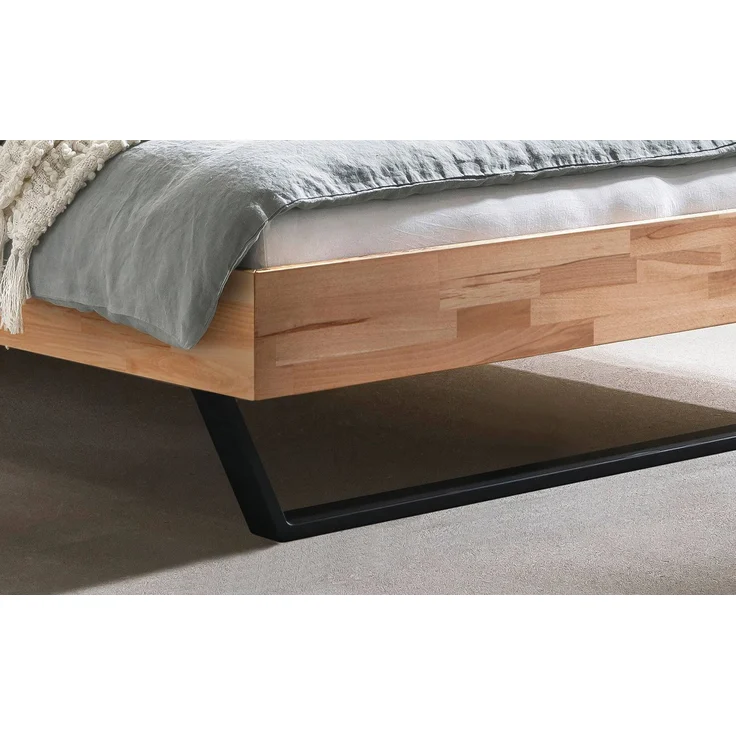 Hasena Massivholzbett Asti Kernbuche mit Metallkufen 200x200 cm, Komforthöhe 25 cm – Trento – Bild 4