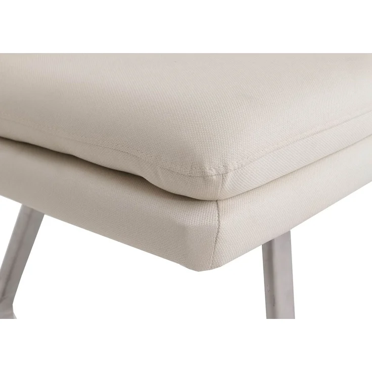 Sitzbank HWC-H70, Esszimmerbank Bank Polsterbank, Rückenlehne Stoff/Textil Edelstahl gebürstet ~ creme-beige 180cm – Bild 5