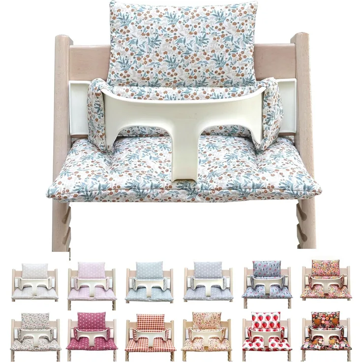 Blausberg Baby, hochwertiges Sitzkissen für Stokke 'Tripp Trapp' Hochstuhl, beschichtet, 2-teilig, Blumenweise Blau