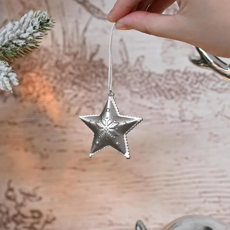 24tlg. Weihnachtsanhänger Herz Stern Baum Metall Weihnachtsdeko 5cm – Bild 6