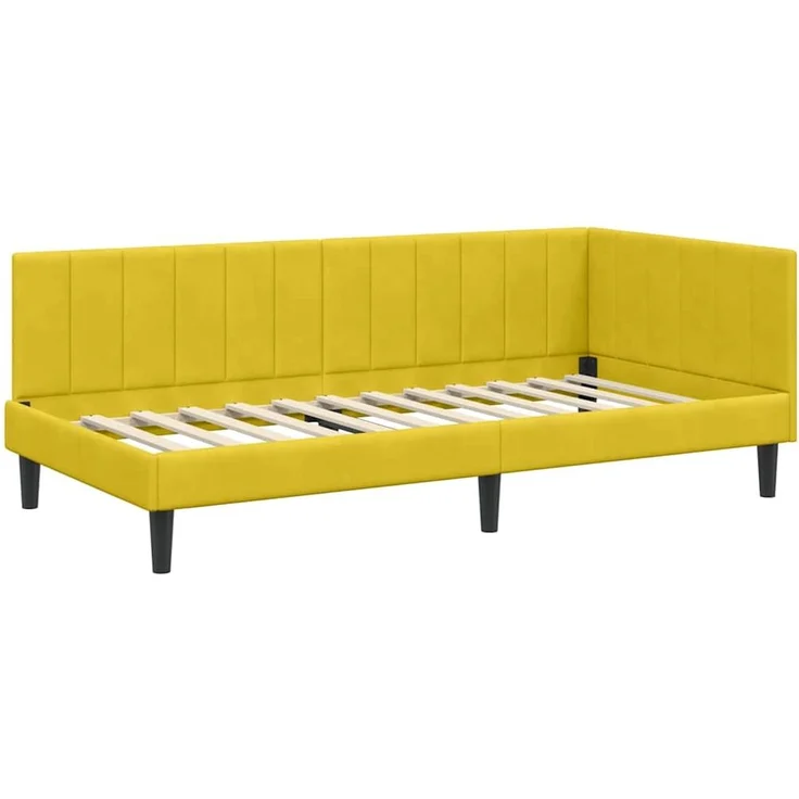 vidaXL Eckbettgestell mit Kopfteil Gelb 100 cm x 200 cm Samt 42016364 – Bild 3