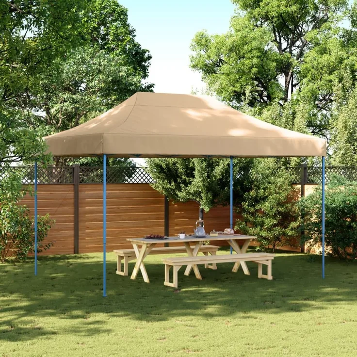 Partyzelt Faltbar, Gartenzelt Pop-Up Beige 410x279x315 cm