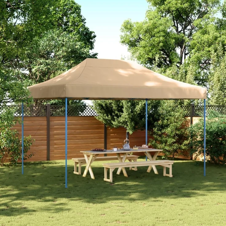 Partyzelt Faltbar, Gartenzelt Pop-Up Beige 410x279x315 cm – Bild 1