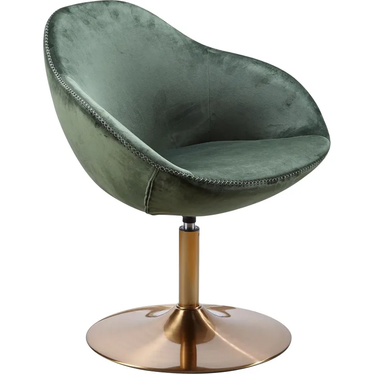 FineBuy Loungesessel SIRAN 70 x 79 x 70 cm Design Drehstuhl | Clubsessel Polsterstuhl mit Armlehne | Drehsessel Cocktailsessel Lounge | Barsessel Besu, Grün