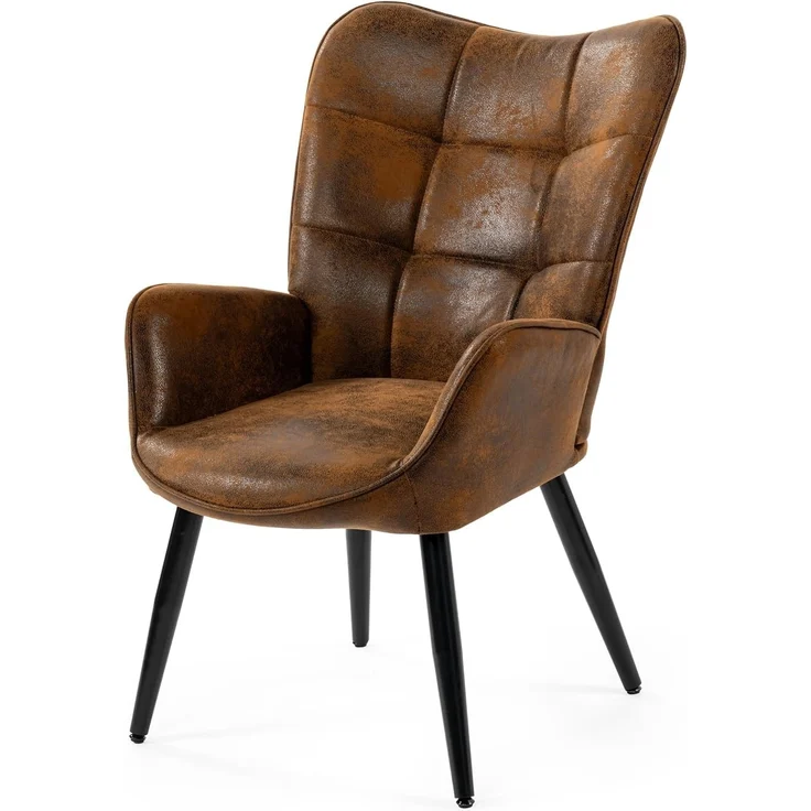 MEUBLE COSY Sessel Relaxsessel Lehnstühle Polstersessel Einzelsofa mit Metallbeinen Ohrensessel für Wohnzimmer Schlafzimmer Büro Vanity, Wildleder, Braun