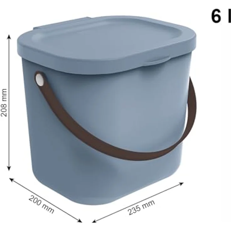 Rotho Babydesign Mini-Windelsammler YUMA aus recyceltem Kunststoff, hygienisch & umweltfreundlich – mit Deckel & Tragegriff, blau, 6 Liter – Bild 3