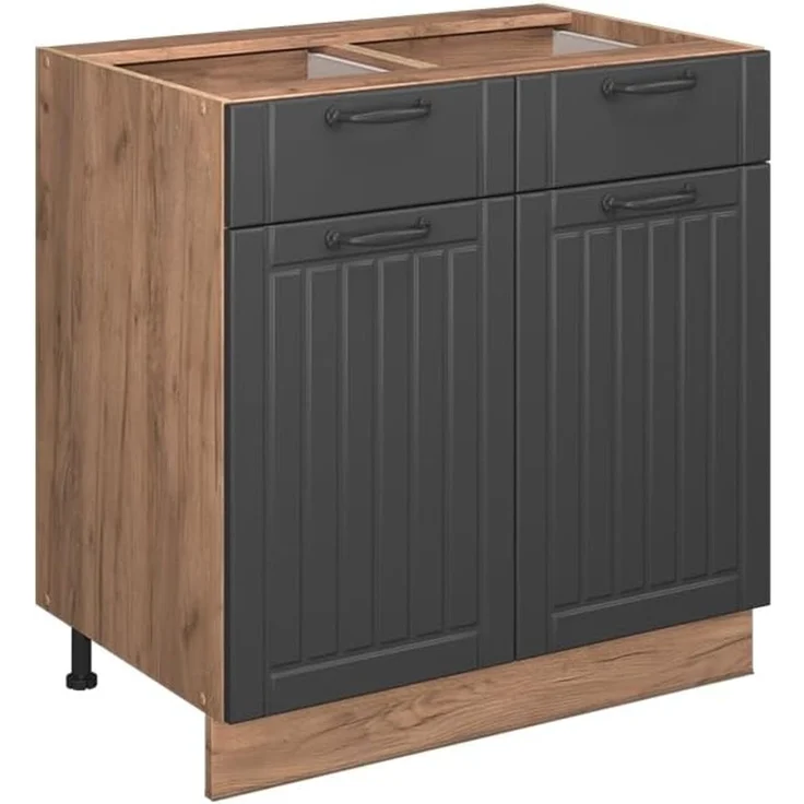 Küchenunterschrank Fame-Line Dunkelgrau 80 cm , AP Eiche Vicco – Bild 1