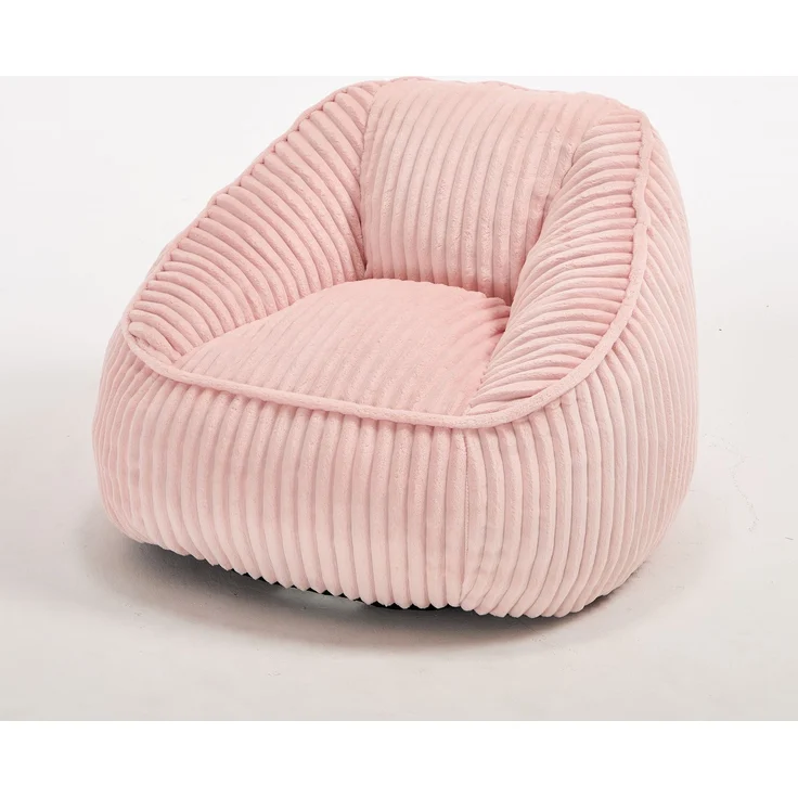 Bean Bag Stuhl mit Memory-Schaumstofffüllung, gestreifter Blasen-Plüsch, flauschig, gemütlich, gemütlicher Sofa für Wohnzimmer, Wohnungen und Schlafsäle--Rosa--98x92x73cm--YOUDENOVA – Bild 8