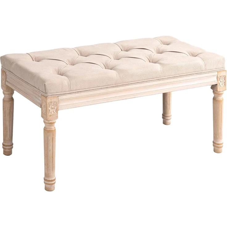 HOMCOM Polsterbank Flurbank mit Knöpfen (Bettbank, 1-St, Sitzbank), Beige 80 x 40 x 43cm – Bild 1