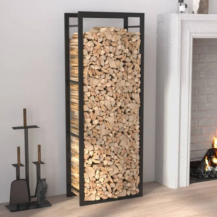vidaXL Brennholzregal Mattschwarz 50x28x132 cm Stahl 350306