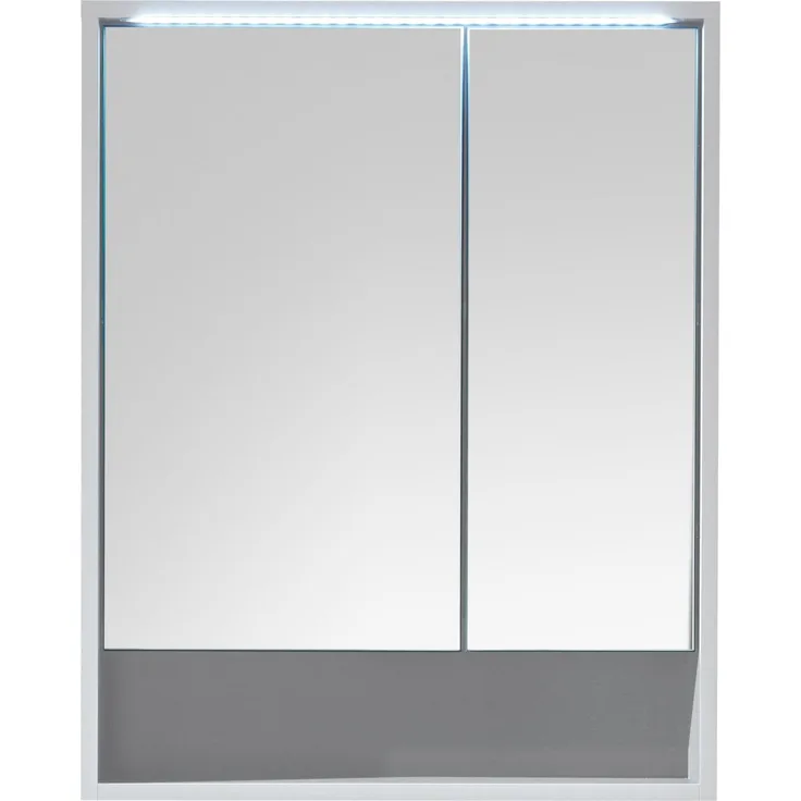 Badezimmerspiegelschrank >Lucera< in Weiß aus Glas - 60x75x20cm (BxHxT)