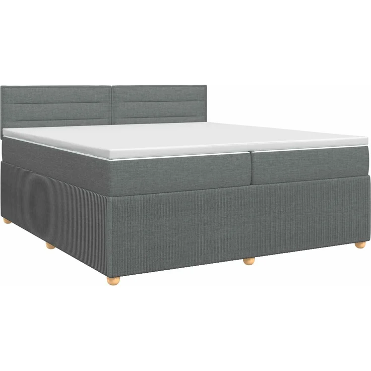 vidaXL Boxspringbett mit Matratze Dunkelgrau 200 x 200 cm Stoff 3451539 – Bild 2