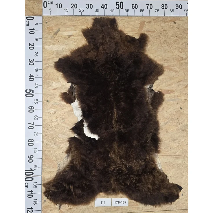 Provellus Schaffell Echt, Dunkelbraun, ca 116 cm, Lockenflor, Öko gegerbt, Unikat 176-167, ca 116 cm, Dunkelbraun / Braun, ca 116 cm – Bild 2