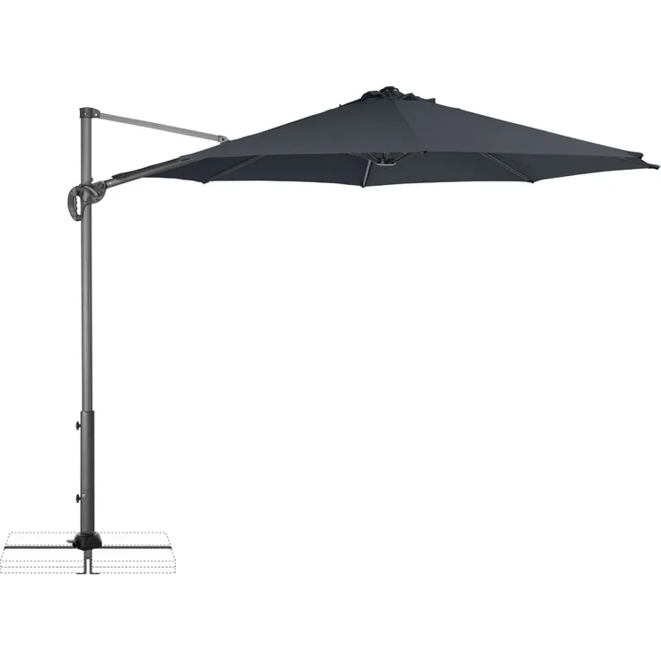 Derby by Doppler Sonnenschirm / Ampelschirm "Ravenna Smart 300", inkl. Standkreuz, anthrazit, Ø 300 cm