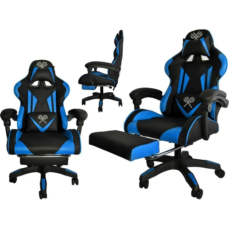 MT MALATEC Gaming Stuhl Bürostuhl Schreibtischstuhl mit Fußstützen Kissen Ergonomisch 8978