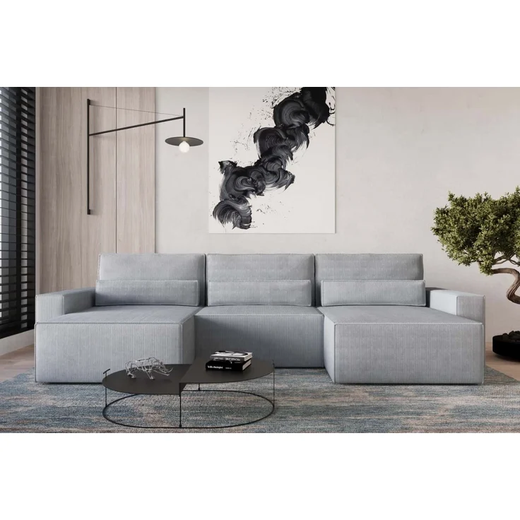 Wohnlandschaft Brazil Mini U-Form |Schlaffunktion |Bettkasten|Cord – Bild 1