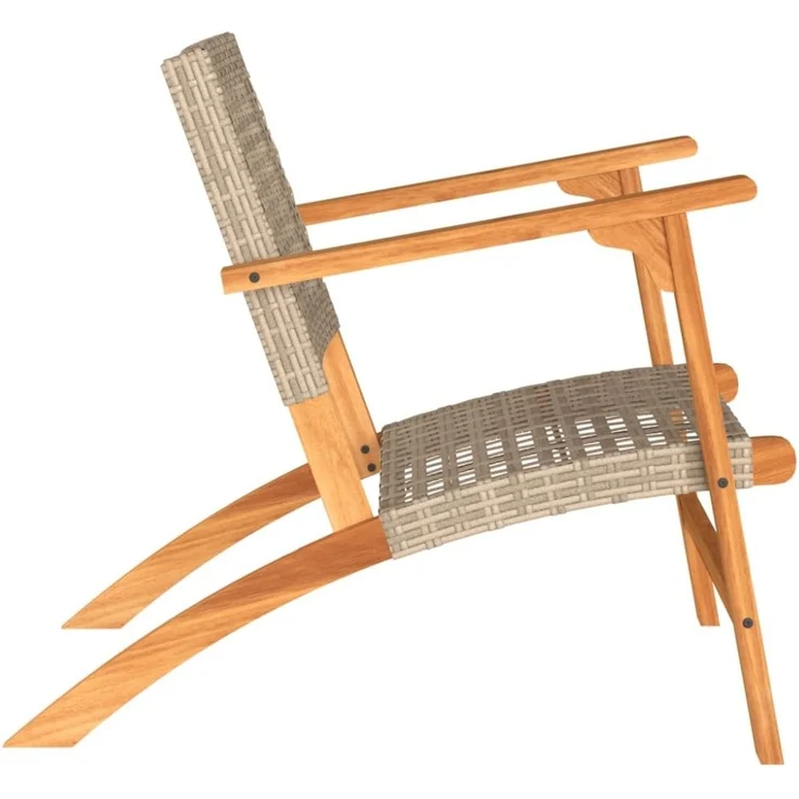 vidaXL Gartenstühle 2 Stk. Beige Poly Rattan und Akazienholz 365869 – Bild 2
