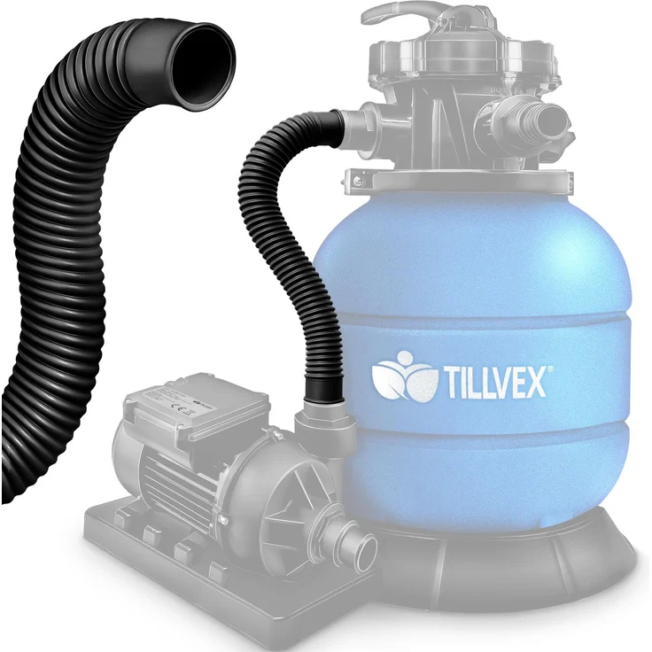 tillvex Druckschlauch für Sandfilteranlagen 78cm / 38mm | Saug-Druckschlauch Pool Pumpe | Poolschlauch Anschlussschlauch Filteranlage 1 1/2 Zoll | Pool Pumpenschlauch (Schwarz)
