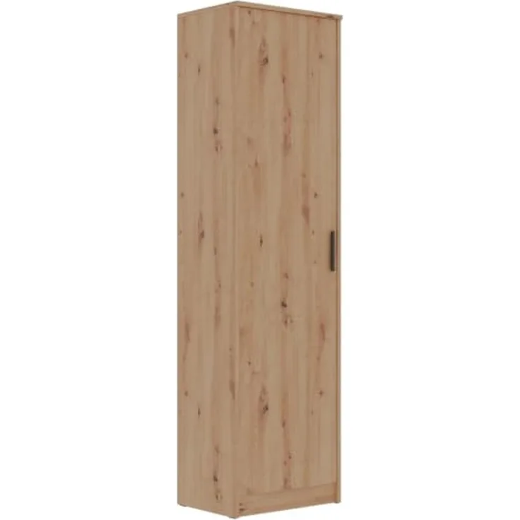Marmex Möbel Grant 20A 1-türiger Kleiderschrank, Drehtürenschrank mit Einlegeböden und einer ausziehbaren Kleiderstange, laminierte Spanplatte, artisan Eiche, 52 x 195 x 40 cm