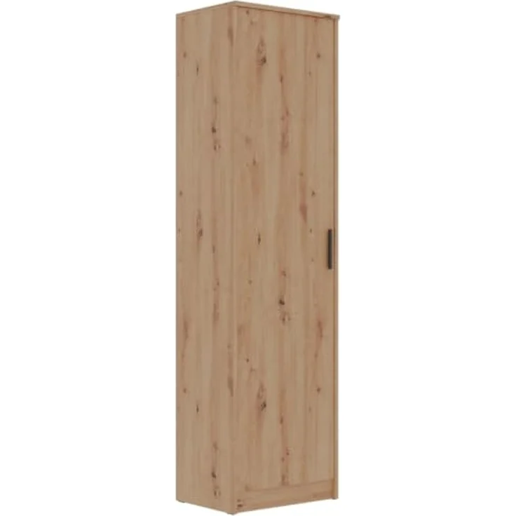 Marmex Möbel Grant 20A 1-türiger Kleiderschrank, Drehtürenschrank mit Einlegeböden und einer ausziehbaren Kleiderstange, laminierte Spanplatte, artisan Eiche, 52 x 195 x 40 cm – Bild 1