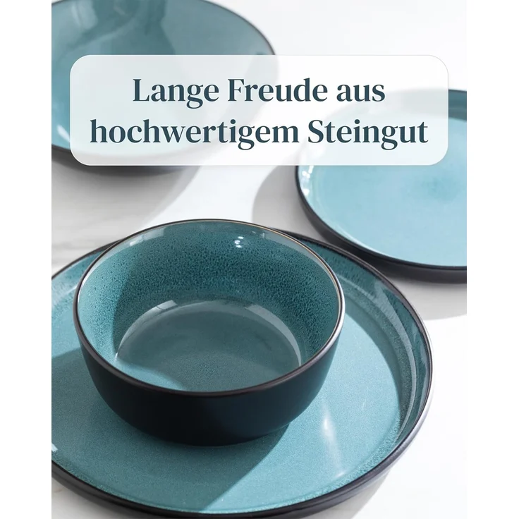Steingut Servierschüssel Ibiza TESTSIEGER, Traumhafte Mediterrane Salatschüssel, Servierschale - Bowl Schüssel Groß, Salatschale - Pure Living in Petrol – Bild 6