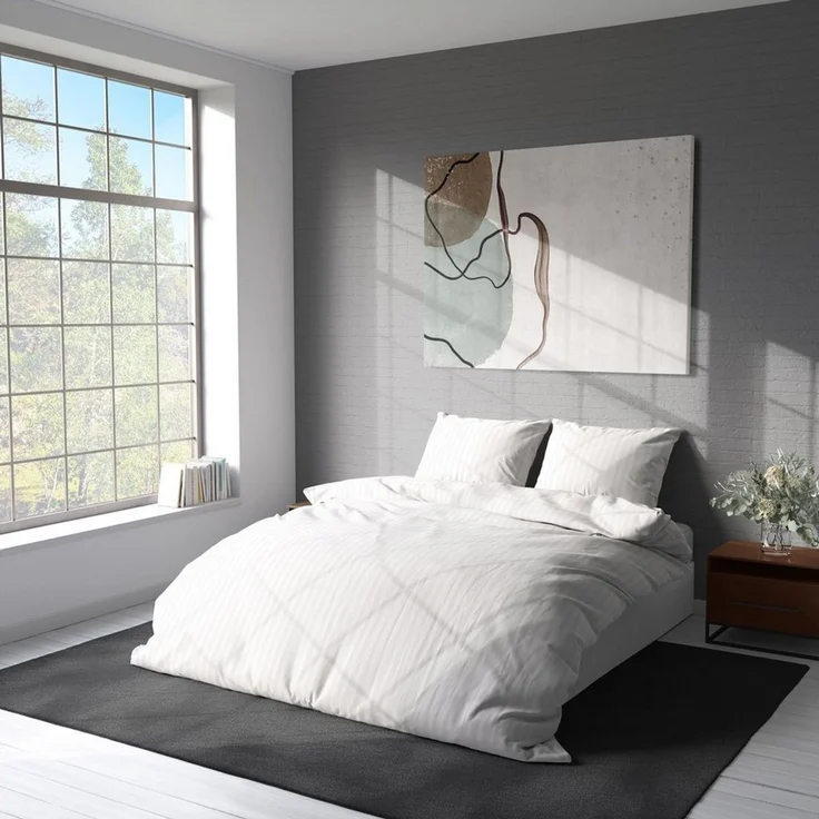 One Home Bettwäsche Damast, Mikrofaser, gestreift und elegant, 3 teilig Doppelbett – Bild 3