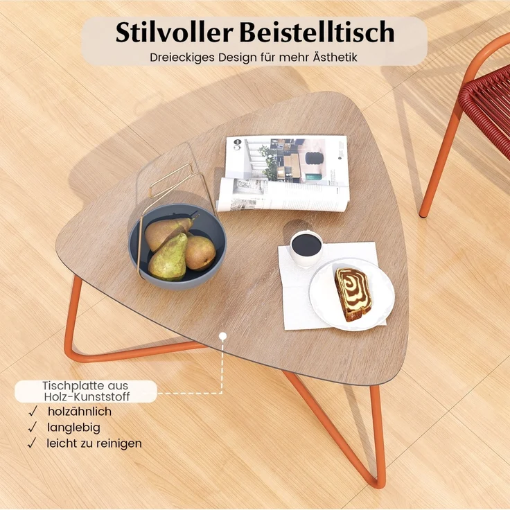 3 TLG. Gartenmöbel Set Rattan Balkonmöbel mit 2 Stühlen & Tisch Garten Sitzgruppe Gartengarnitur – Bild 3