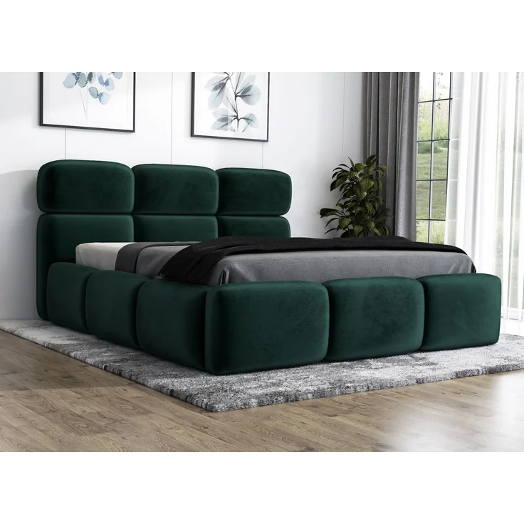 Polsterbett MAROKO 140x200 mit Matratze, Bettkasten und Lattenrost. Farbe: Dunkelgrun 10 – Bild 1