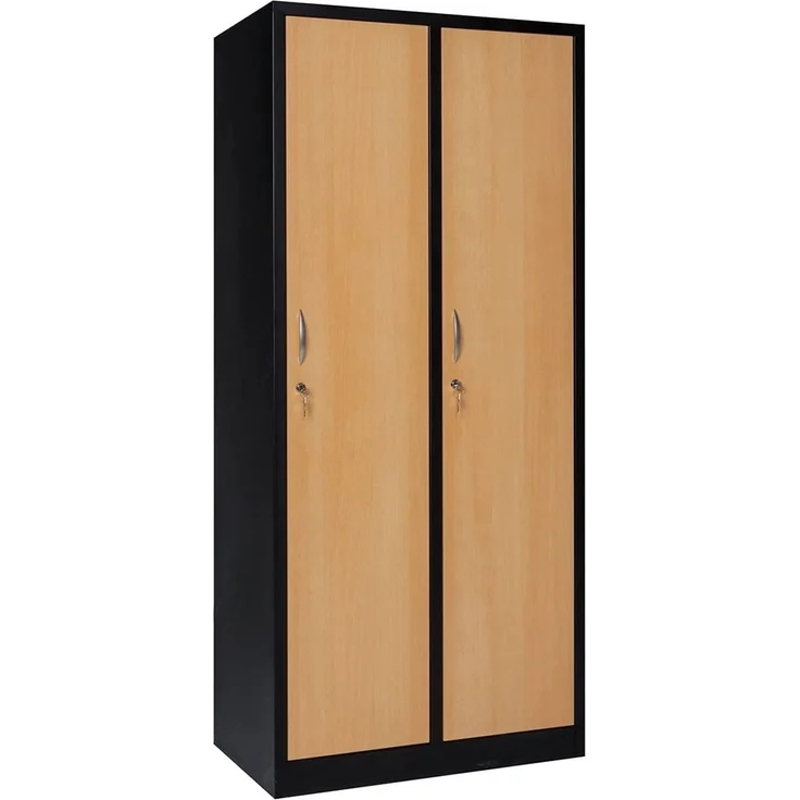 Garderobenschrank 2-türig schwarz/Buche Dekor – Bild 4