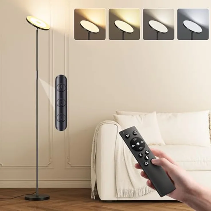 YICAIZI Stehlampe Dimmbar LED 36W, Modern Deckenfluter mit 2700K-6500K Stufenlos Dimmbar Stehleuchte mit Fernbedienung & Touch-Steuerung für Wohnzimmer Schlafzimmer Büro