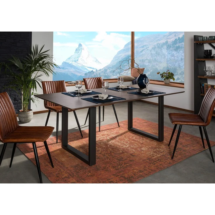 Esstisch Akazie 200x100 grau lackiert / U-Beine anth. matt SWISS EDGE – Bild 8
