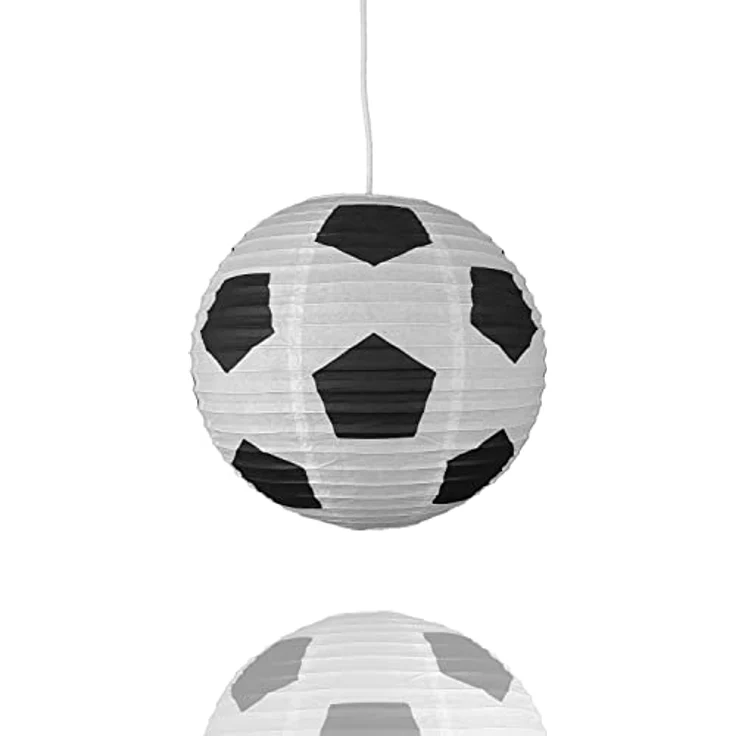 Niermann Pendelleuchte rund Fußball, Papier-Ballon mit Fußballdesign, Weiß/Schwarz – Bild 4
